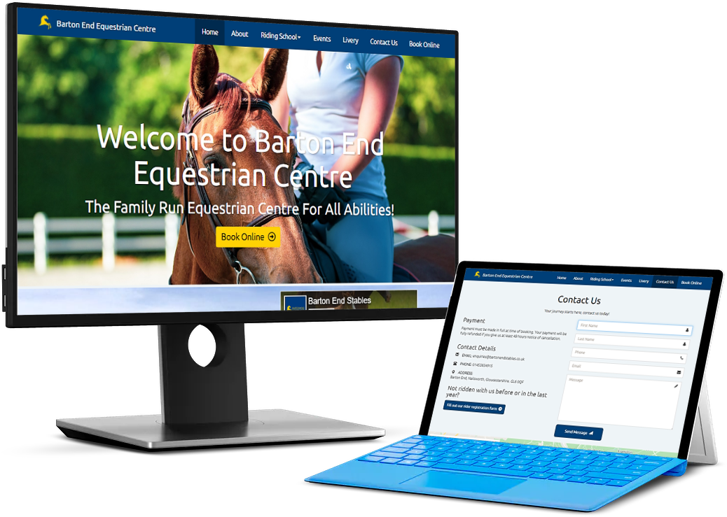 barton end bespoke website on desktop and surface