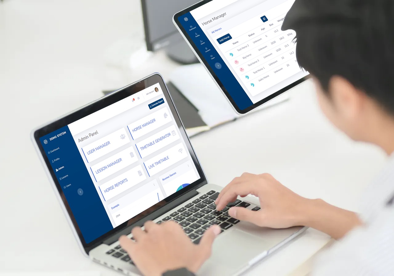 Online booking system on laptop and tablet